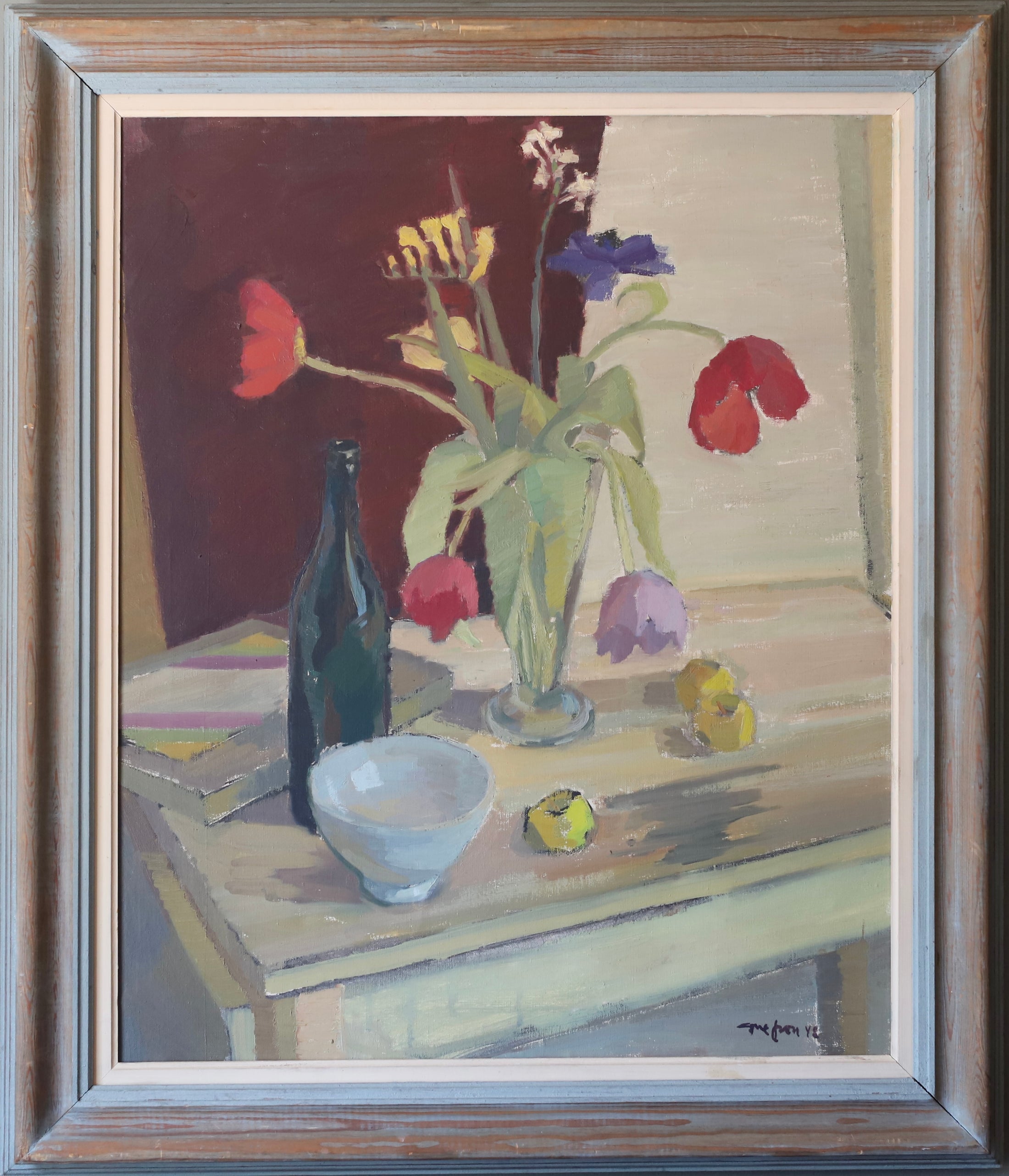 Large Original Vintage Art Still Life Oil Painting from Sweden