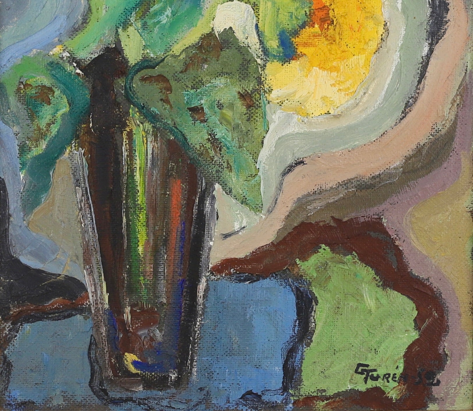 Vintage Art Room Original Floral Still Life Oil Painting Sweden