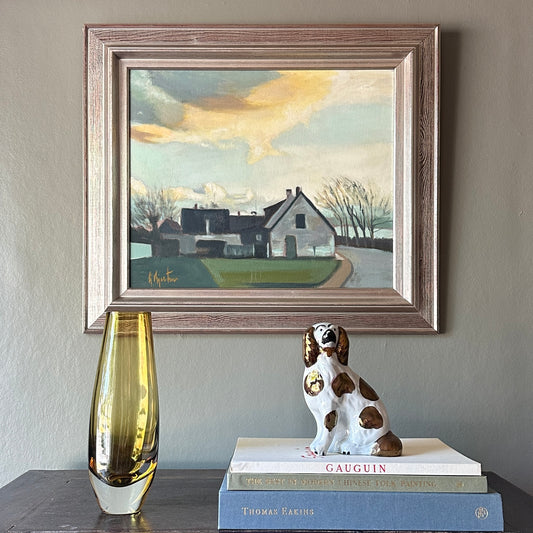 Vintage Art Mid Century Farmhouse Oil Painting From Sweden