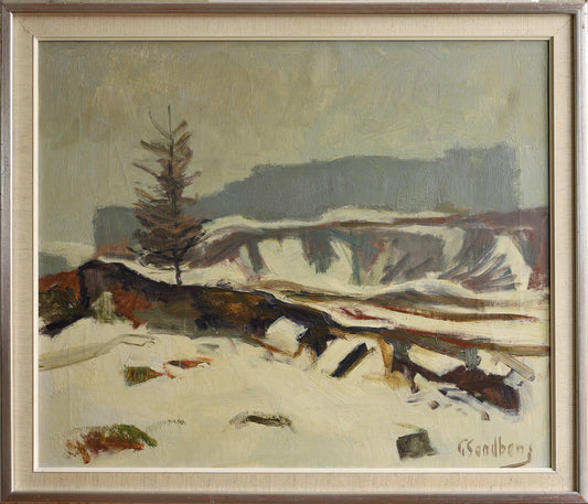 Original Vintage Art Room Winterscape Oil Painting from Sweden
