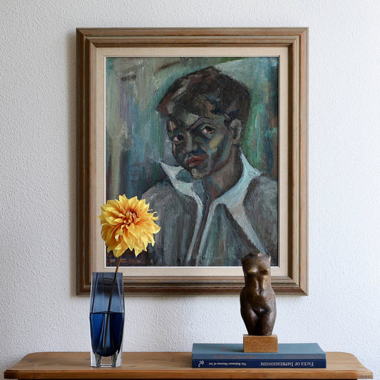 Vintage Mid Century Original Boy's Portrait from Sweden 1960