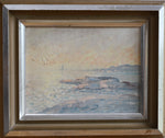 Vintage Art Mid Century Coastal Oil Painting by from Sweden