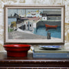 Mid Century Harbor Oil Painting from Sweden By G Isaksson