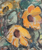 Large Original Vintage Sunflower Oil Painting from Sweden