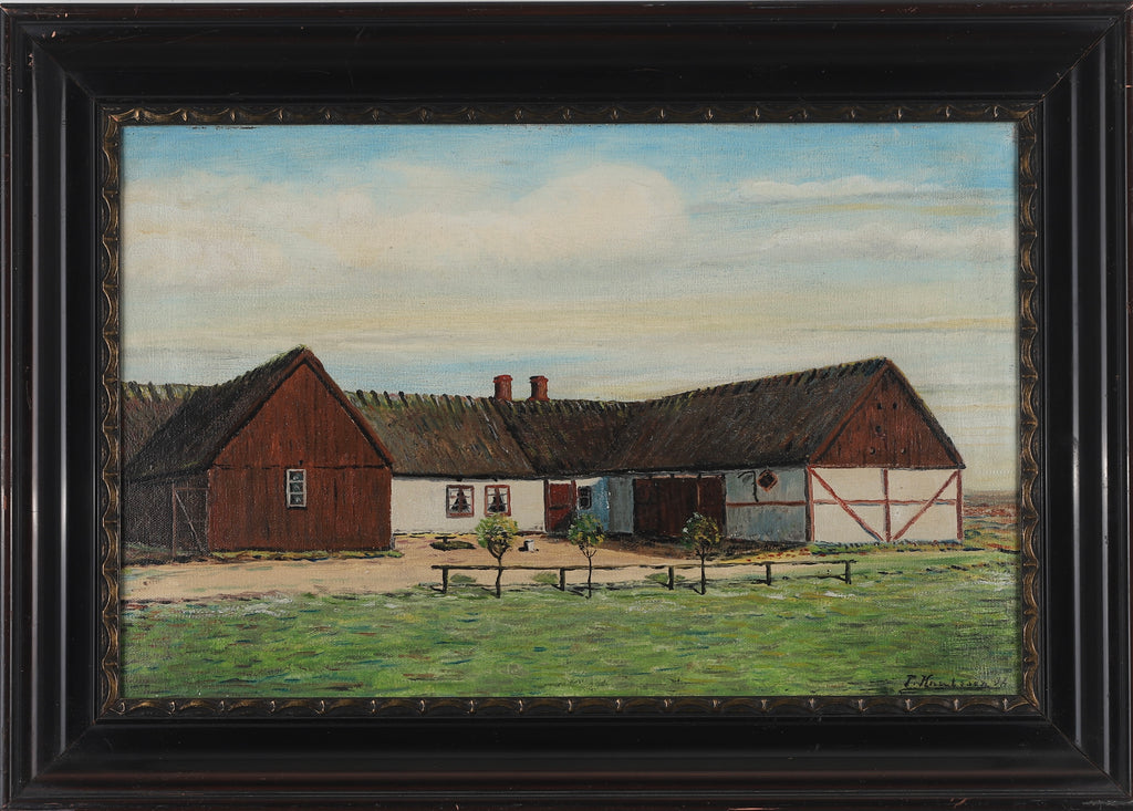 Original Vintage Farmhouse Oil Painting from Sweden