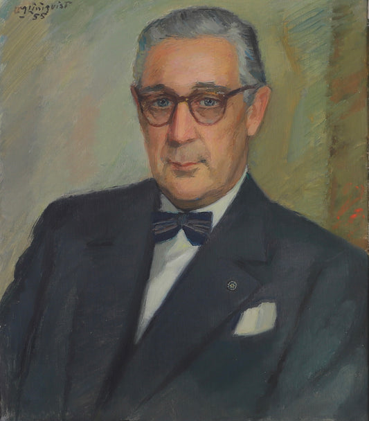 Original Vintage Portrait Oil Painting From Sweden by C Lindquist 1955