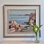 Mid Century Vintage Art Coastal Oil Painting from Sweden