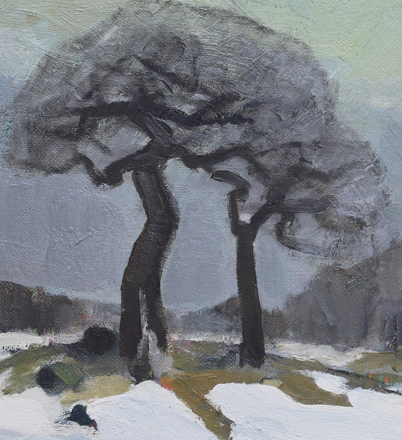 Mid Century Vintage Winterscape From Sweden by E Oldberg