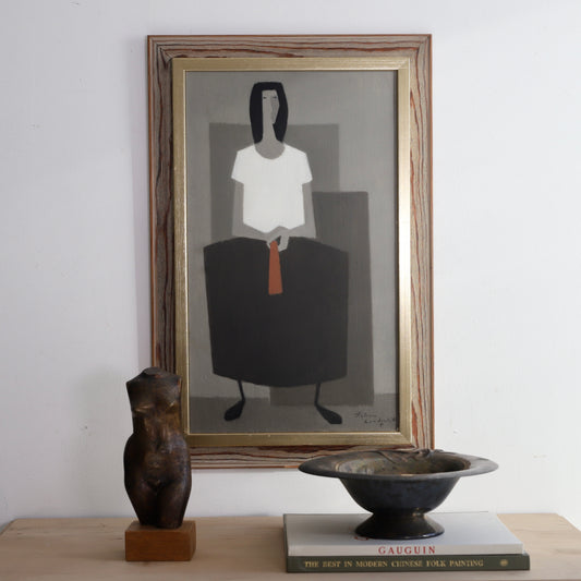 Original Vintage Figurative Oil Painting From Sweden by F Lundqvist