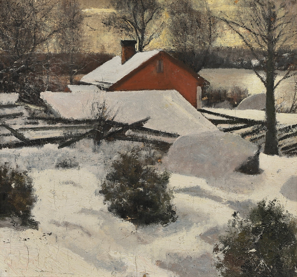 Antique Original Winterscape Oil Painting From Sweden