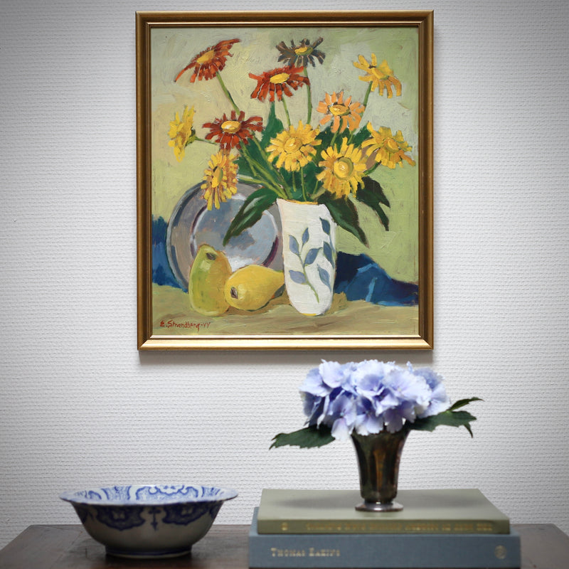 Mid Century Floral Still Life from Sweden 1944