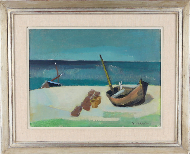 Mid Century Vintage Coastal Painting from Sweden
