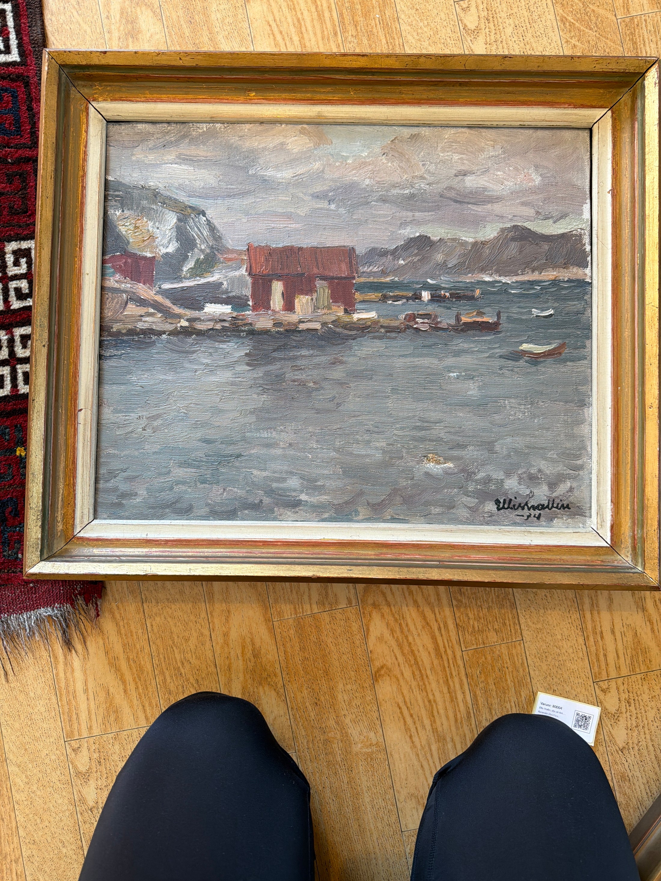 Vintage Art Room Original Coastal Oil Painting from Sweden 1934