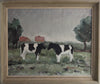 Vintage Art Room Original Oil Painting of Cows From Sweden