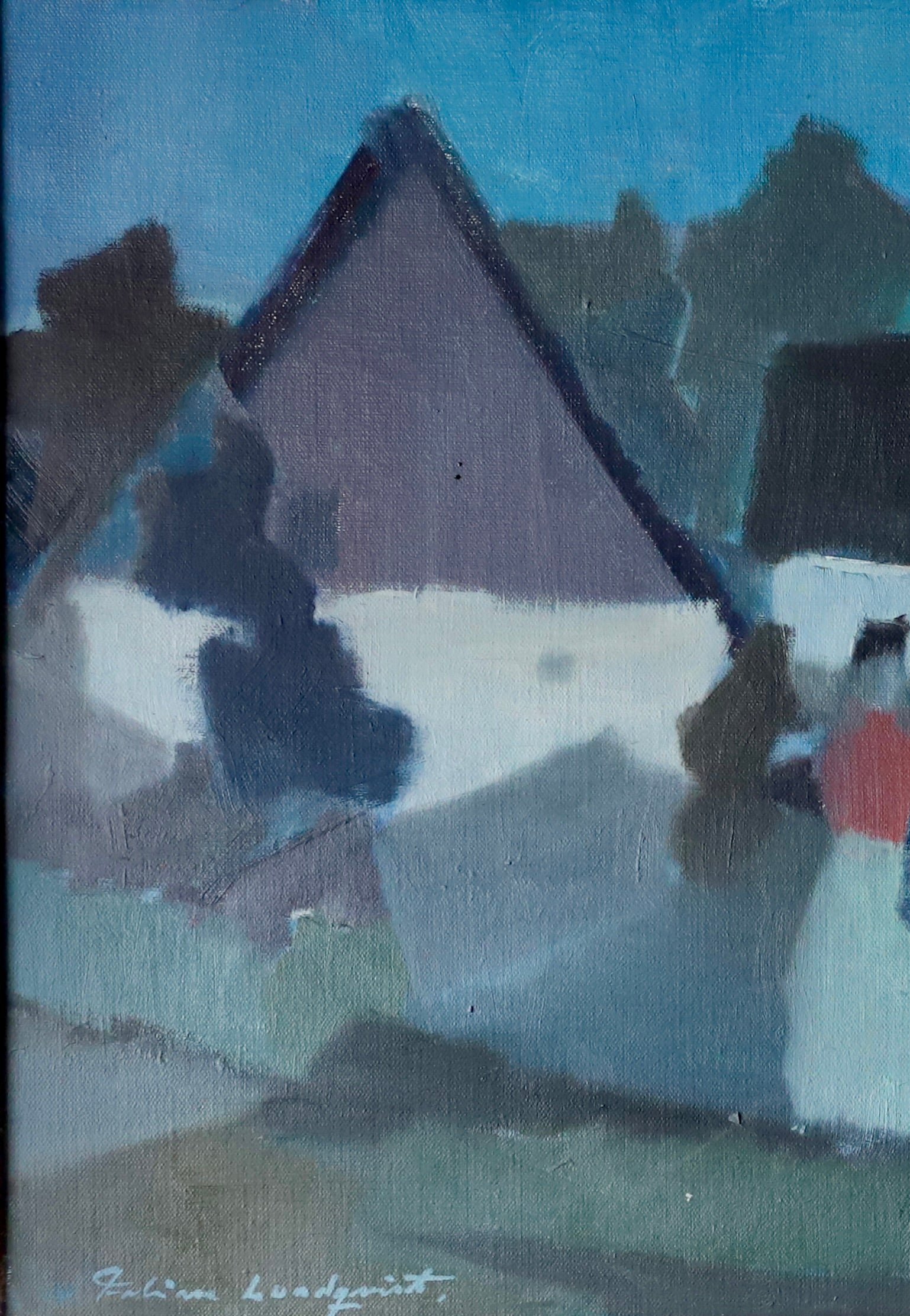Mid Century Vintage Oil Painting By Listed Artist F Lundqvist