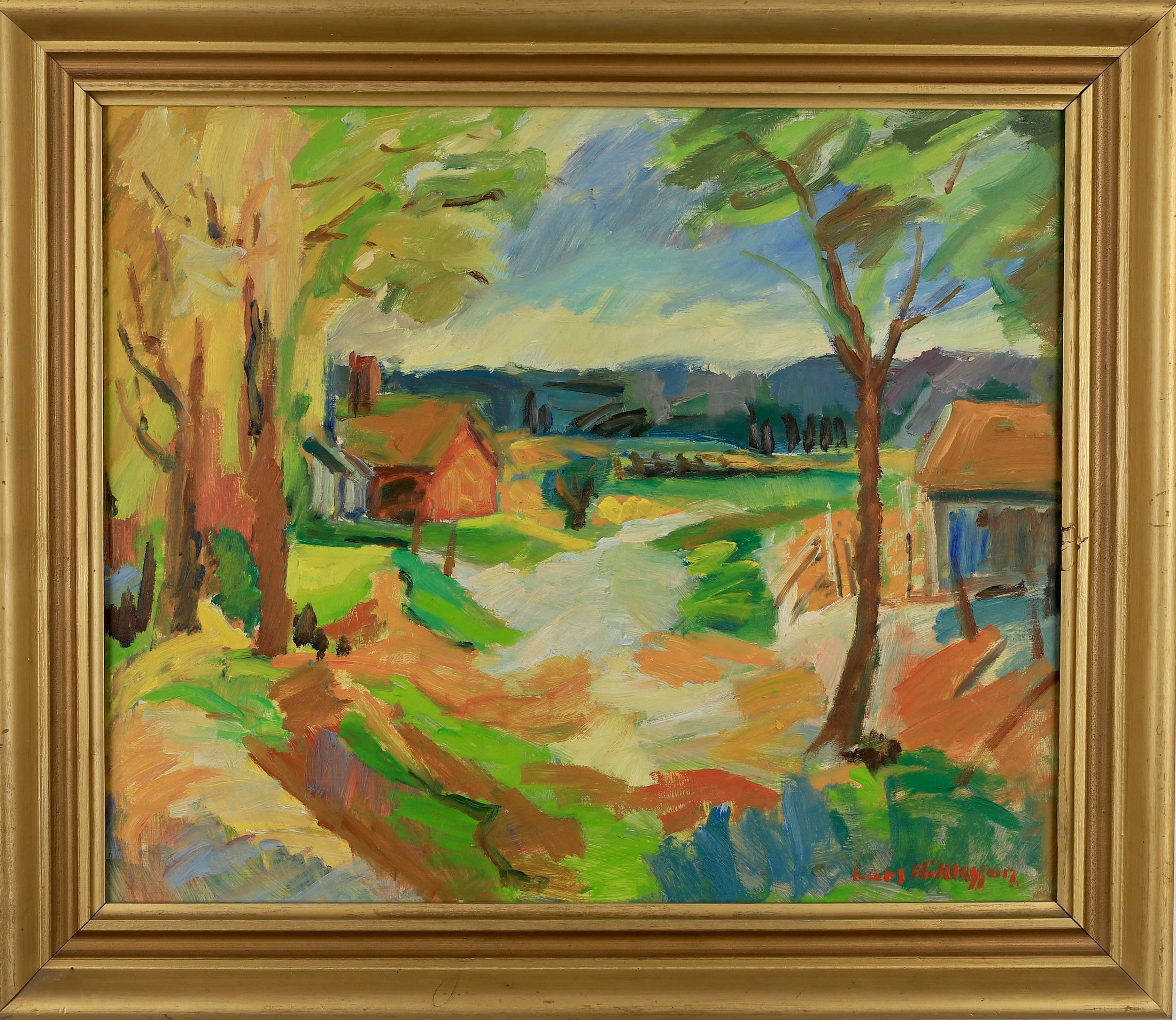 Vintage Art Mid Century Oil Painting From Sweden