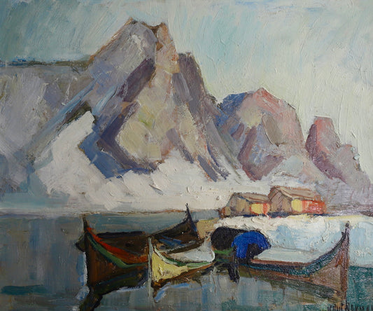 Mid Century Original Oil Painting From Sweden by K Norman