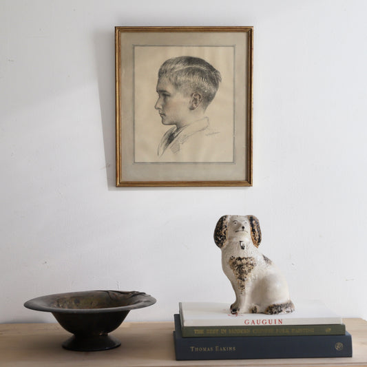 Vintage Boy's Portrait Drawing From Sweden