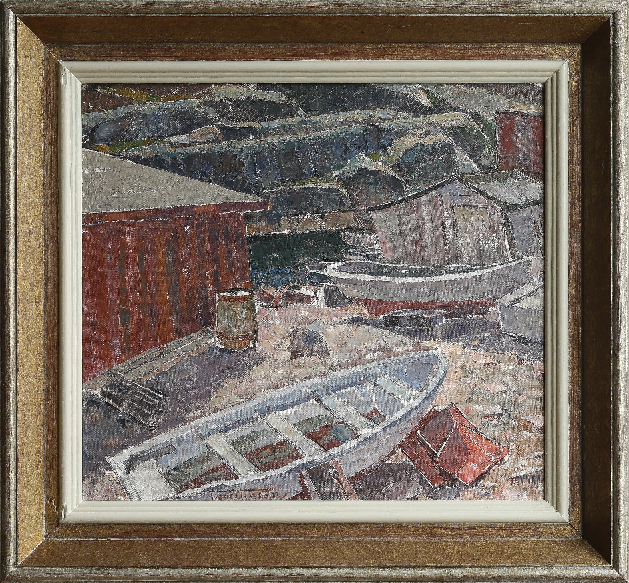 Vintage Art Original Coastal Oil Painting From Sweden