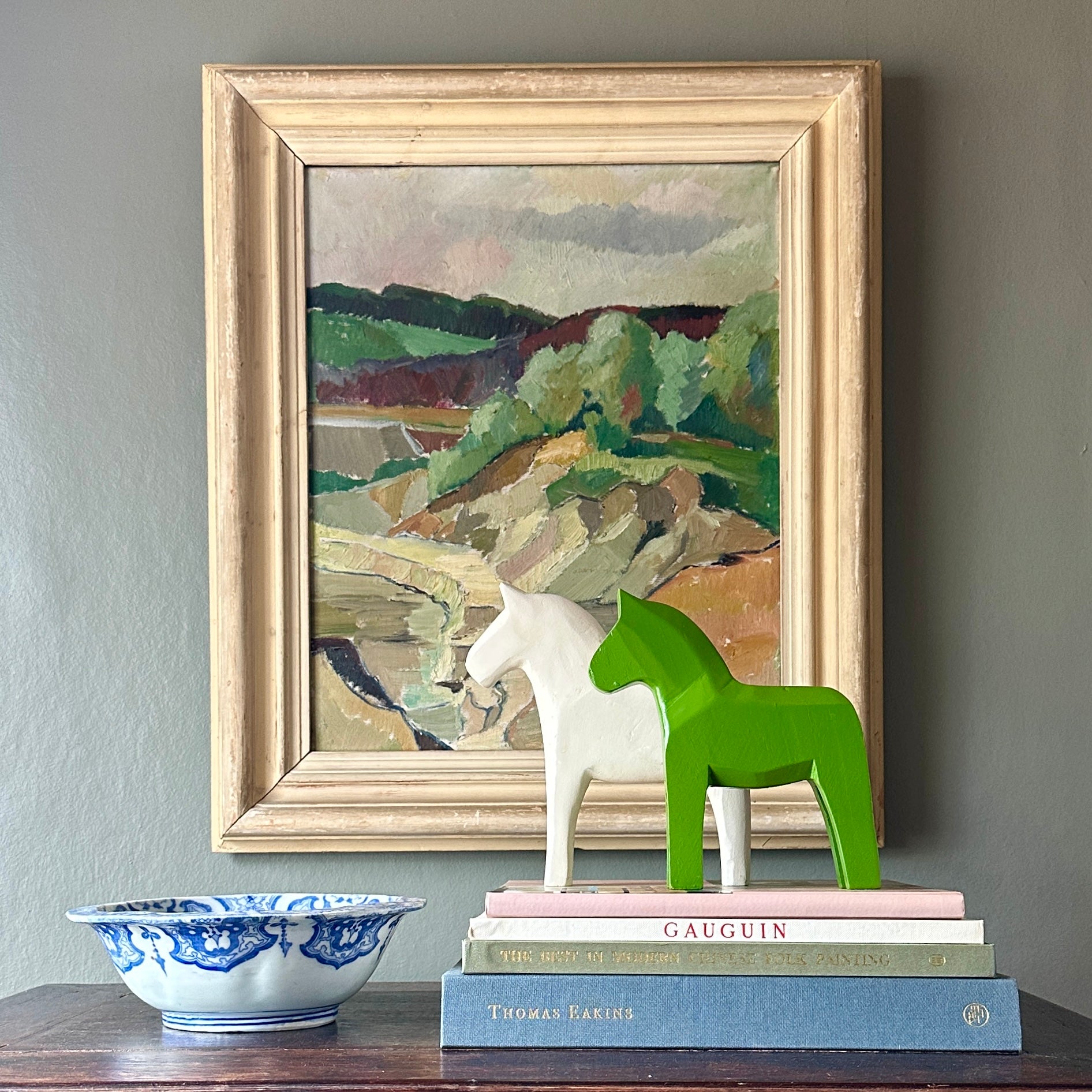 Mid Century Vintage Oil Painting From Sweden By H Cardell 1944