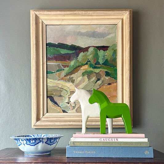 Mid Century Vintage Oil Painting From Sweden By H Cardell 1944