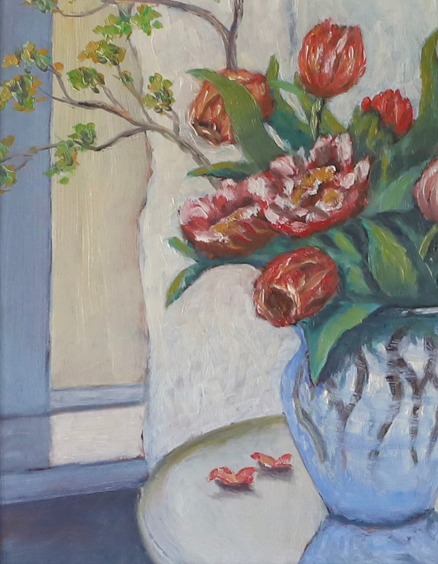 Vintage Art Still Life Mid Century Oil Painting From Sweden