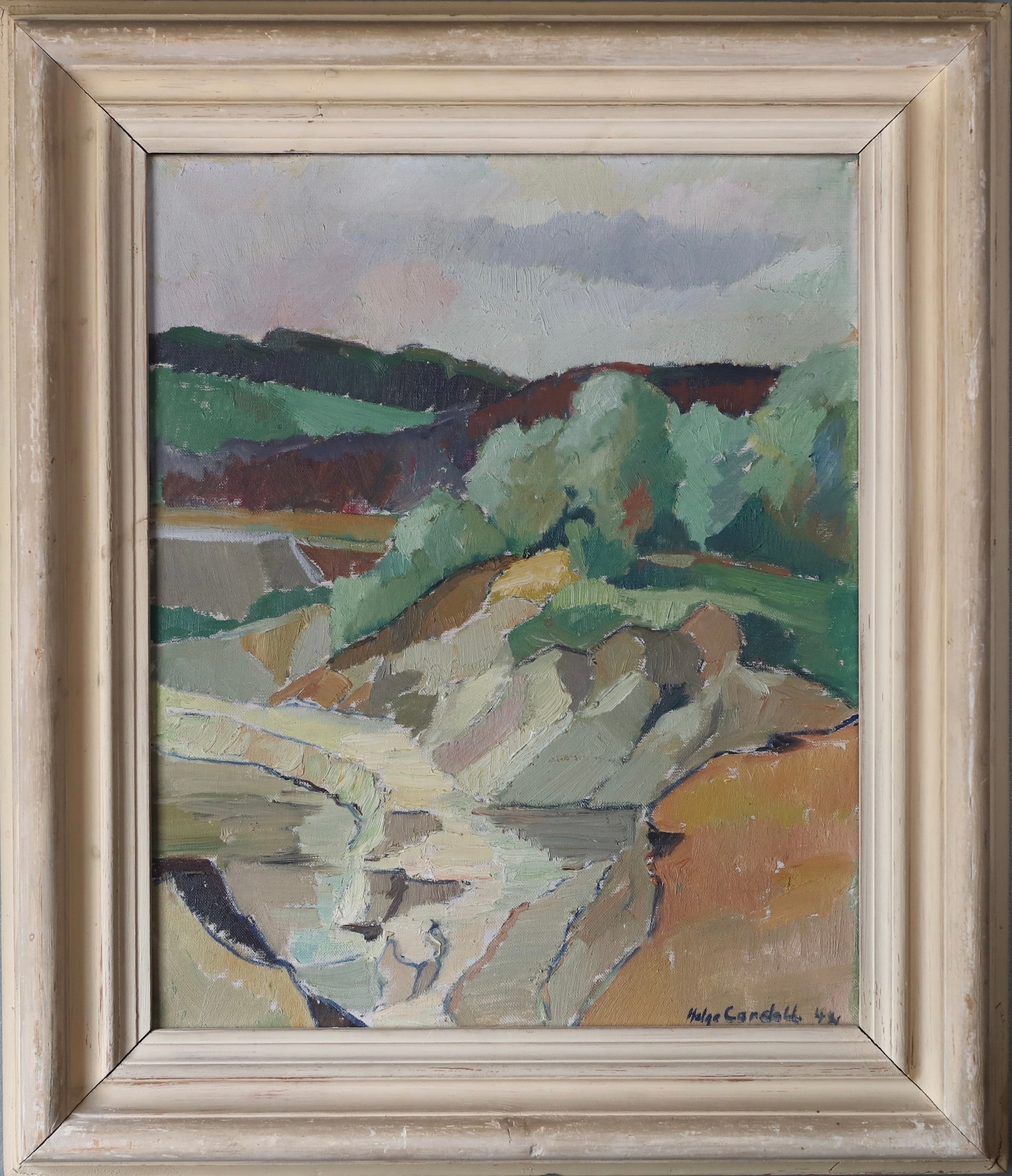 Mid Century Vintage Oil Painting From Sweden By H Cardell 1944