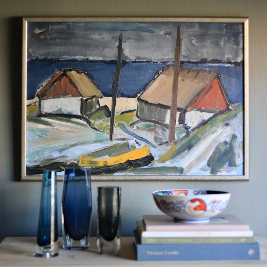 Vintage Original Coastal Oil Painting From Sweden