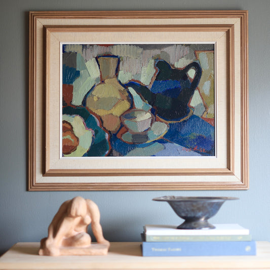 Striking Mid Century Still Life Oil Painting F Holmgren Sweden