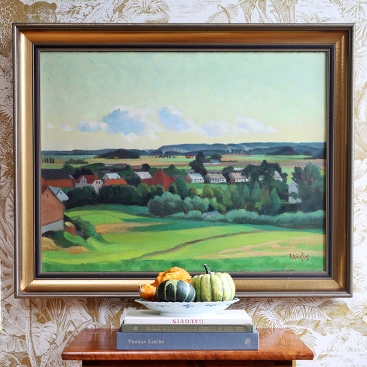 Vintage Art Room Landscape Oil Painting From Sweden