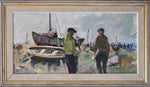 Original Vintage Coastal Scene Oil Painting From Sweden