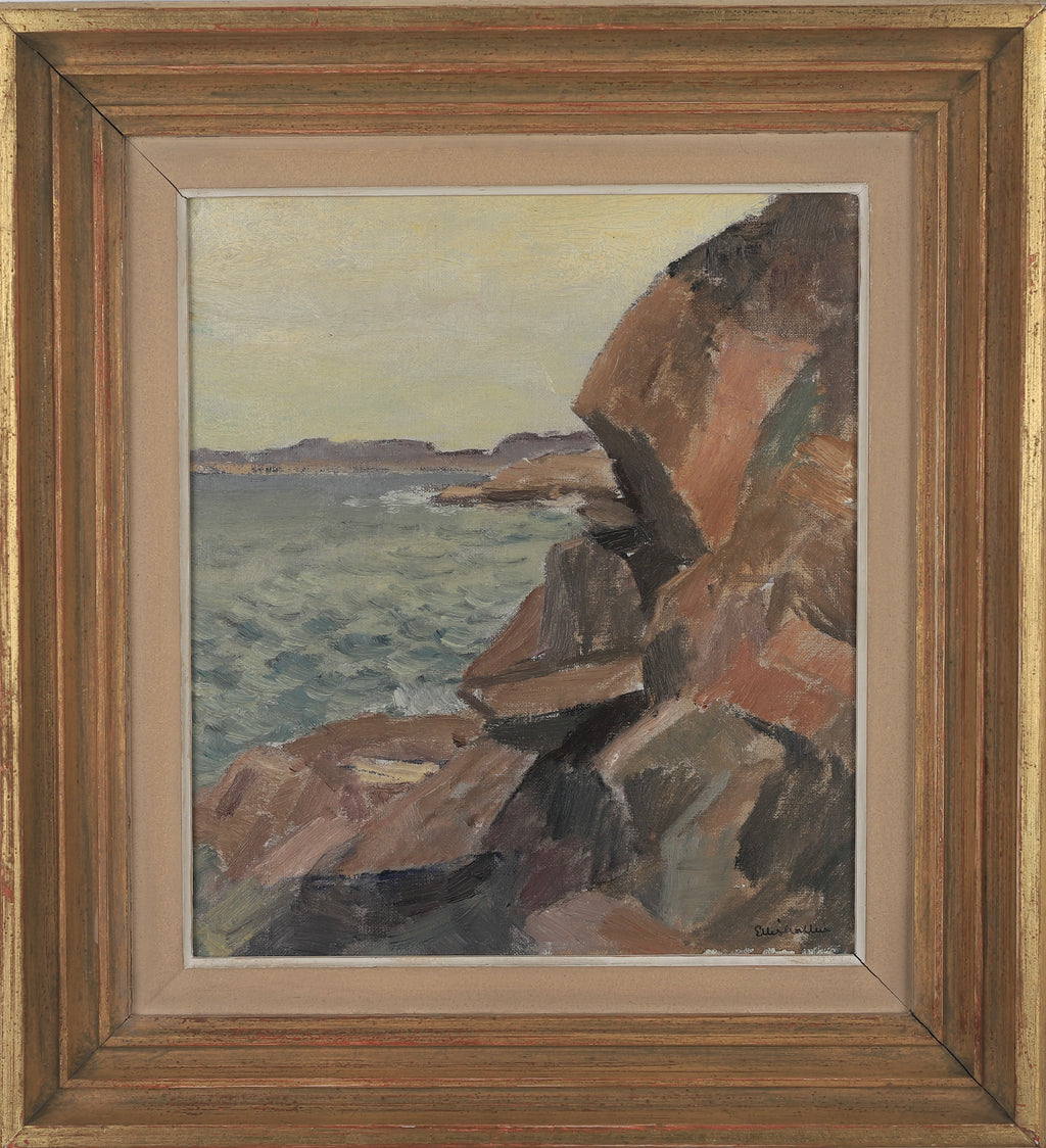 Vintage Art Room Coastal Painting from Sweden