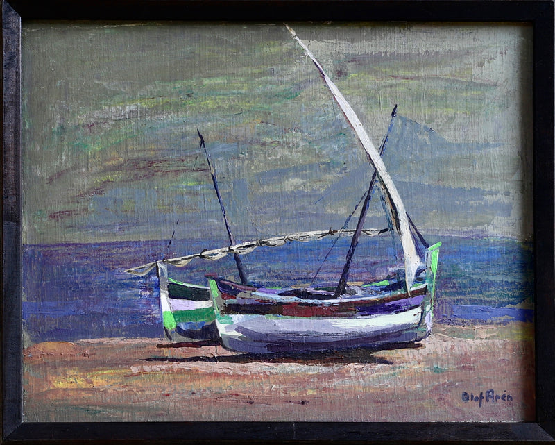 Mid Century Original Coastal Oil Painting From Sweden