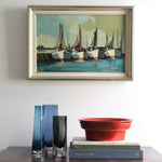 Mid Century Original Sailboat Oil Painting From Sweden 1957