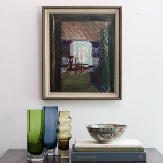 Mid Century Original Interior Oil Painting By O Lanner Sweden 1930