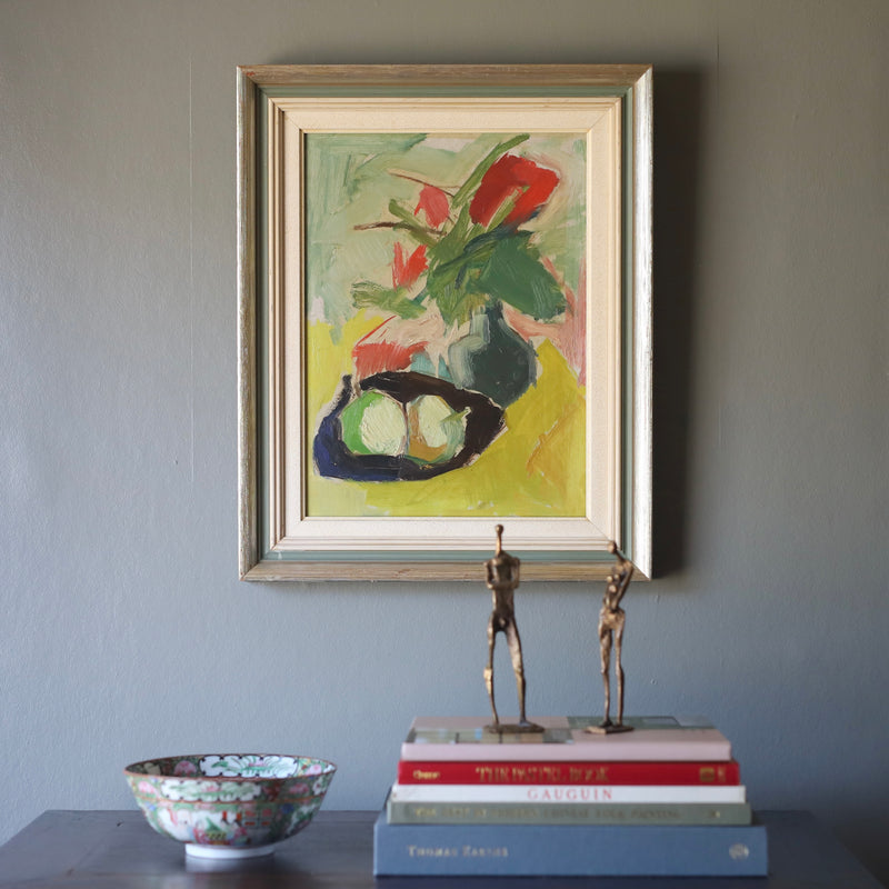 Mid Century Original Still Life Oil Painting From Sweden