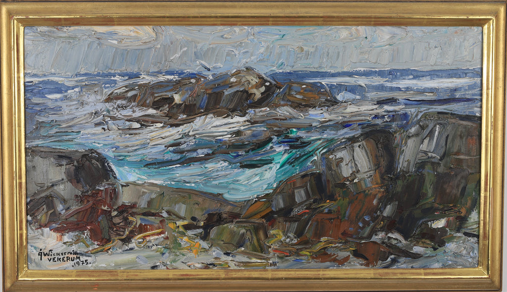 Vintage Art Coastal Oil Painting from Sweden
