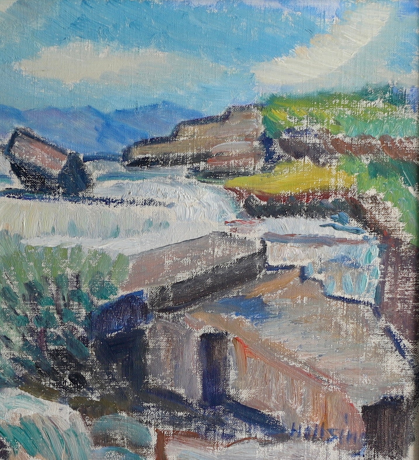 Oil Painting Vintage Mid Century From Sweden By Hellsing