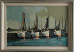 Mid Century Original Sailboat Oil Painting From Sweden 1957