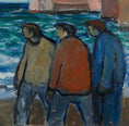 Load image into Gallery viewer, Mid Century Harbor Scene Original Vintage Oil Painting from Sweden
