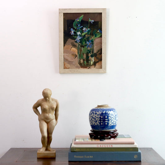 Swedish Mid Century Vintage Art Floral Still Life Oil Painting