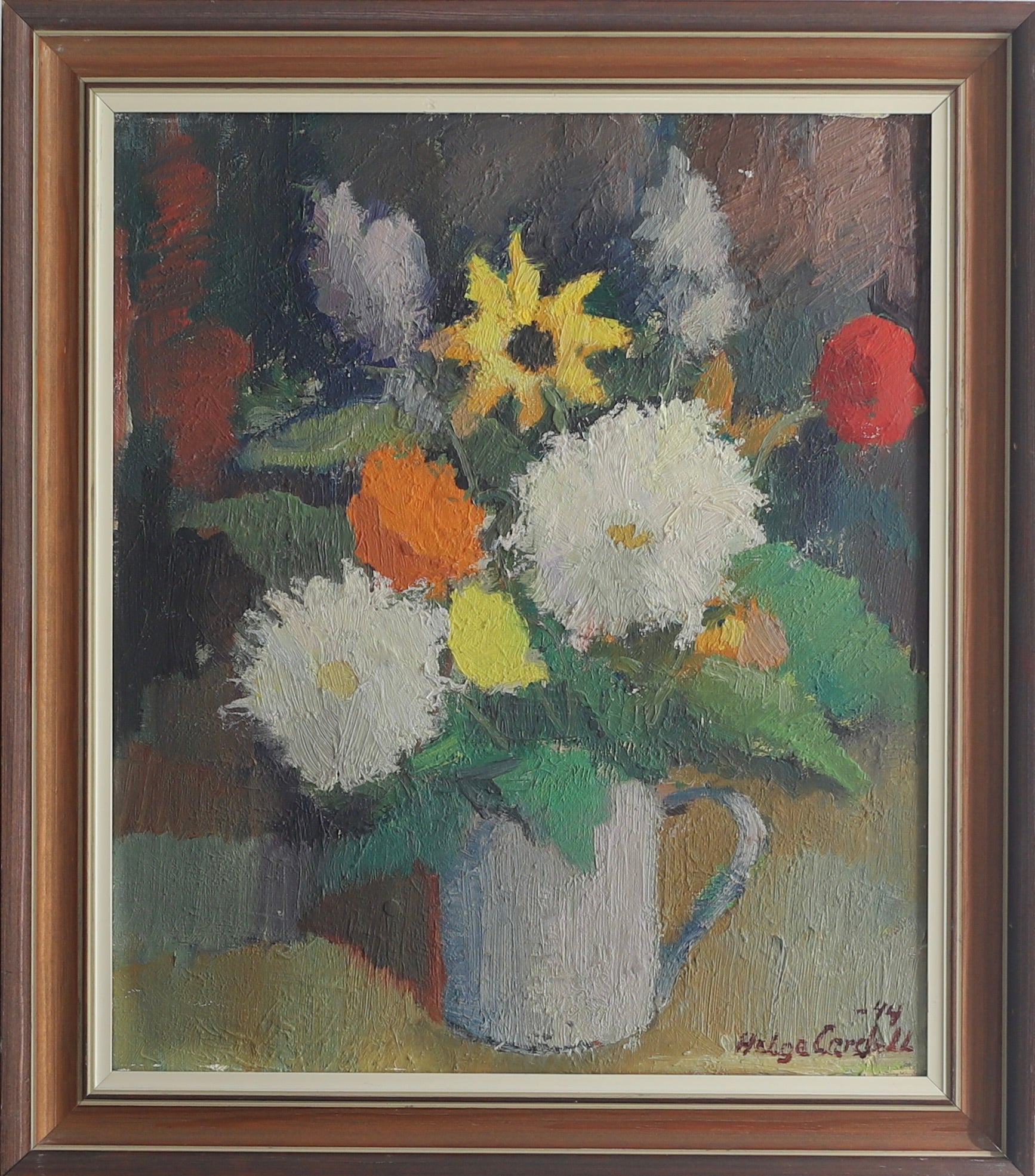 Vintage Art Still Life Original Oil Painting From Sweden H Cardell