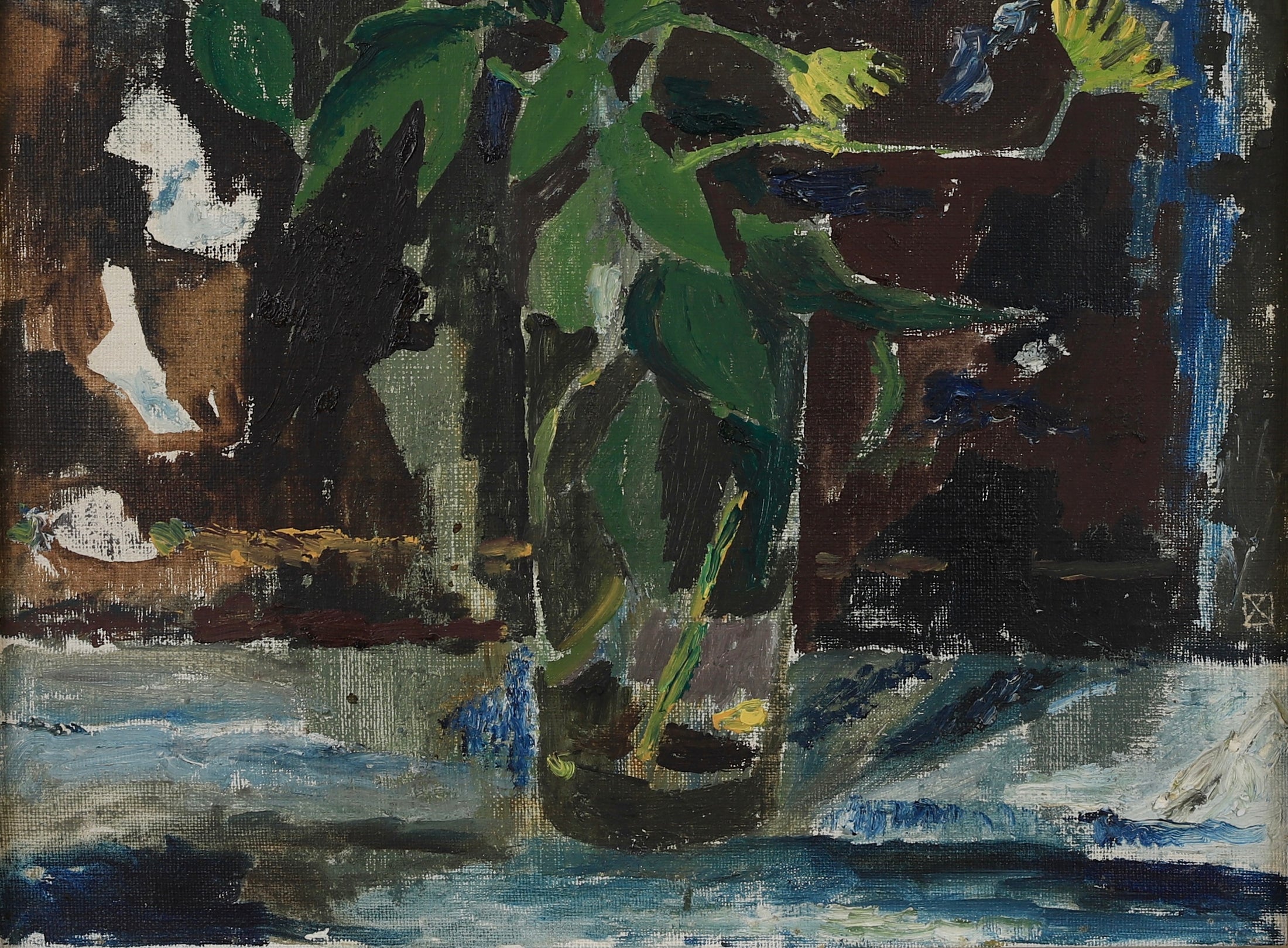Swedish Mid Century Vintage Art Floral Still Life Oil Painting