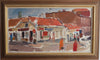 Mid Century Original Cityscape Oil Painting Sweden 1970