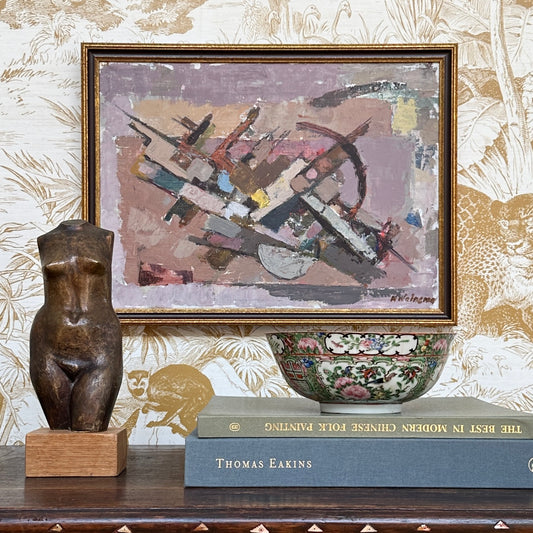 Vintage Original Abstract Oil Painting From Sweden
