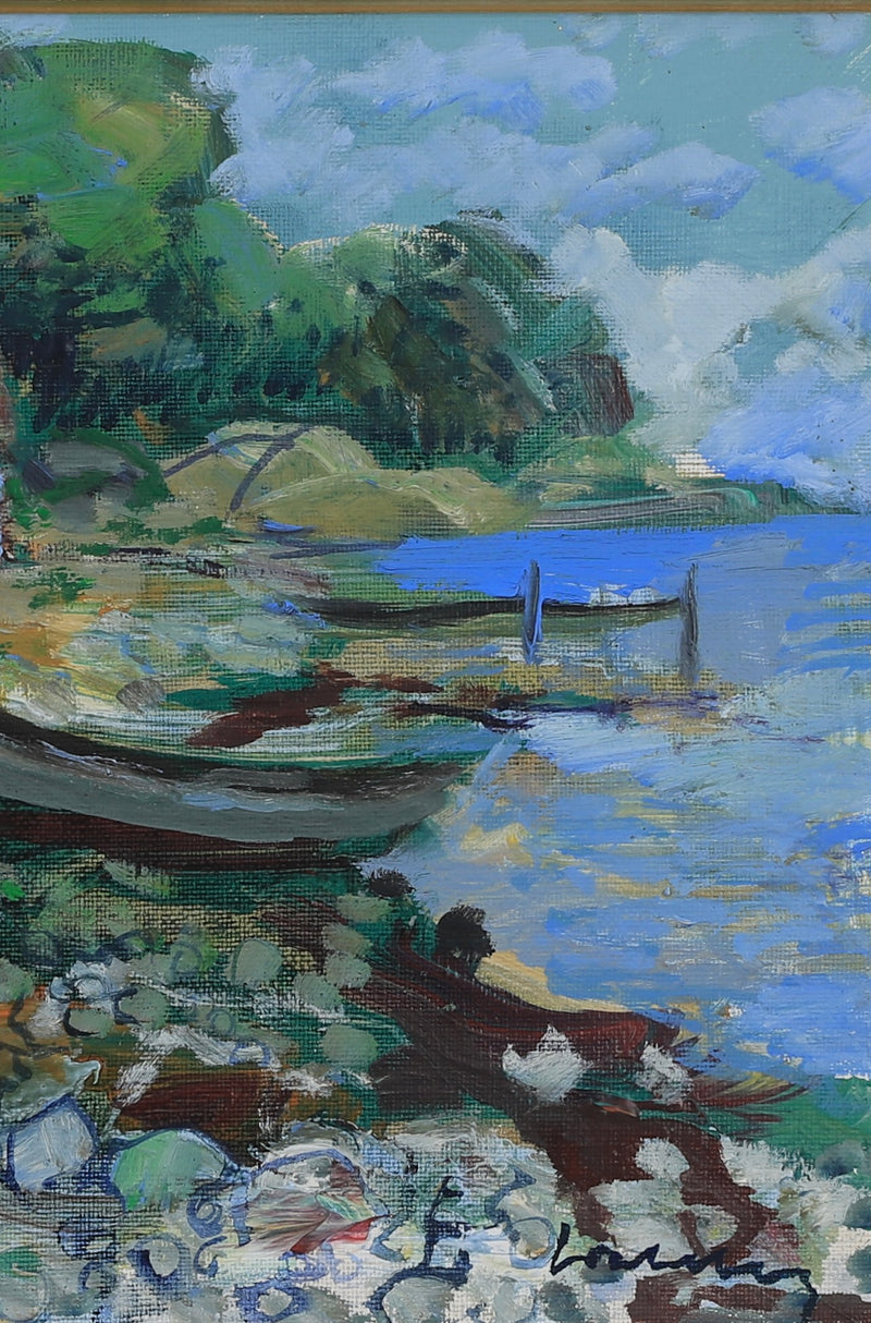 Vintage Coastal Painting by from Sweden by B Wahlberg