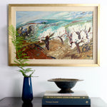 Swedish Mid Century Vintage Art Landscape Oil Painting