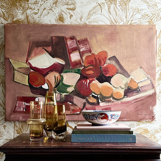 Vintage Art Room Original Kitchen Still Life Oil Painting Sweden