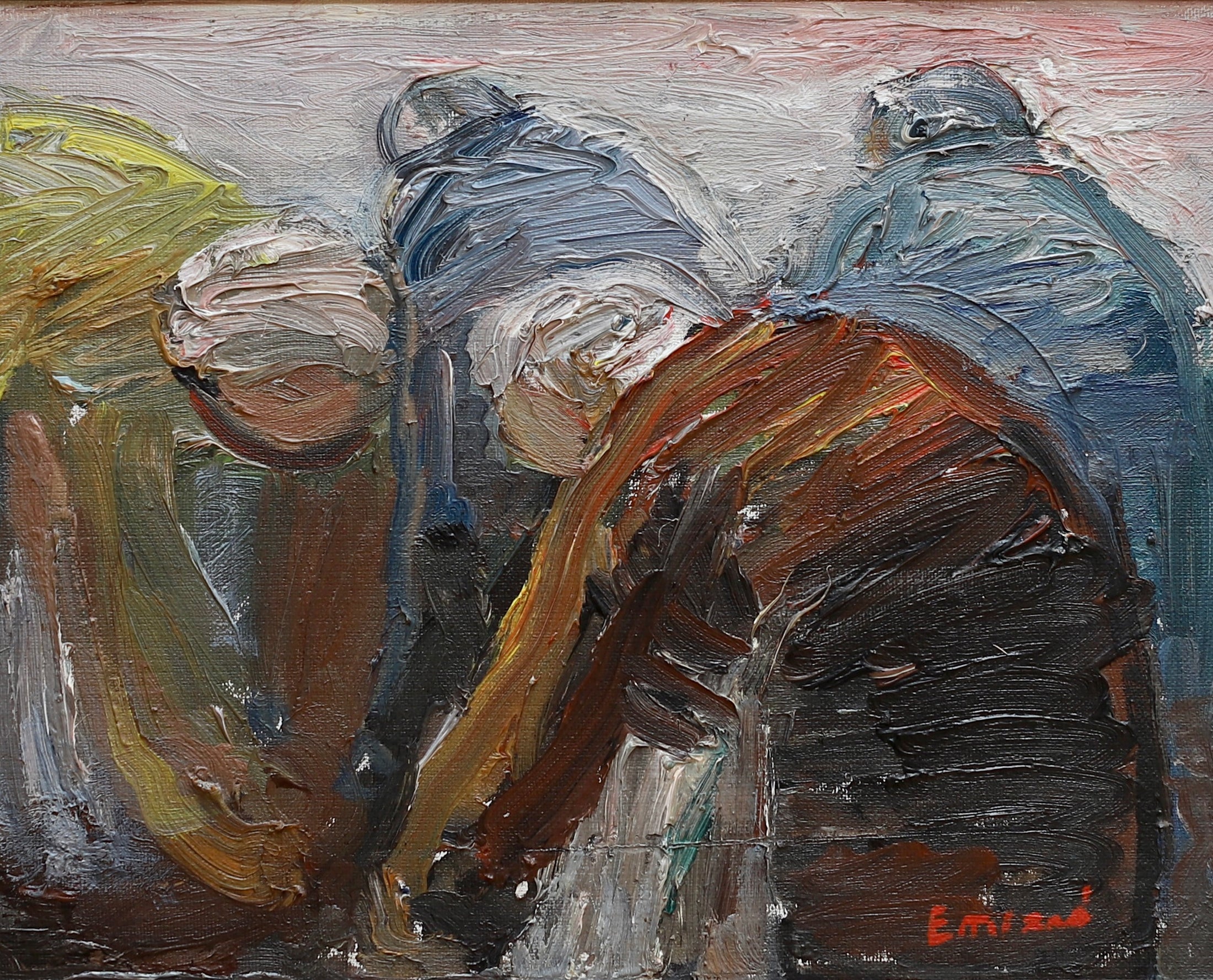 Mid Century Original Vintage Oil Painting from Sweden