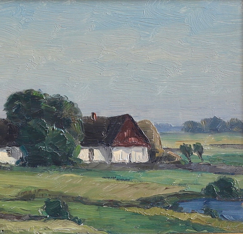 Mid Century Original Vintage Farmhouse Oil Painting from Sweden